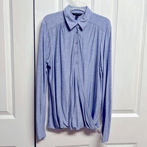 Bananas Republic Blue Long Sleeve Collar Top Size M